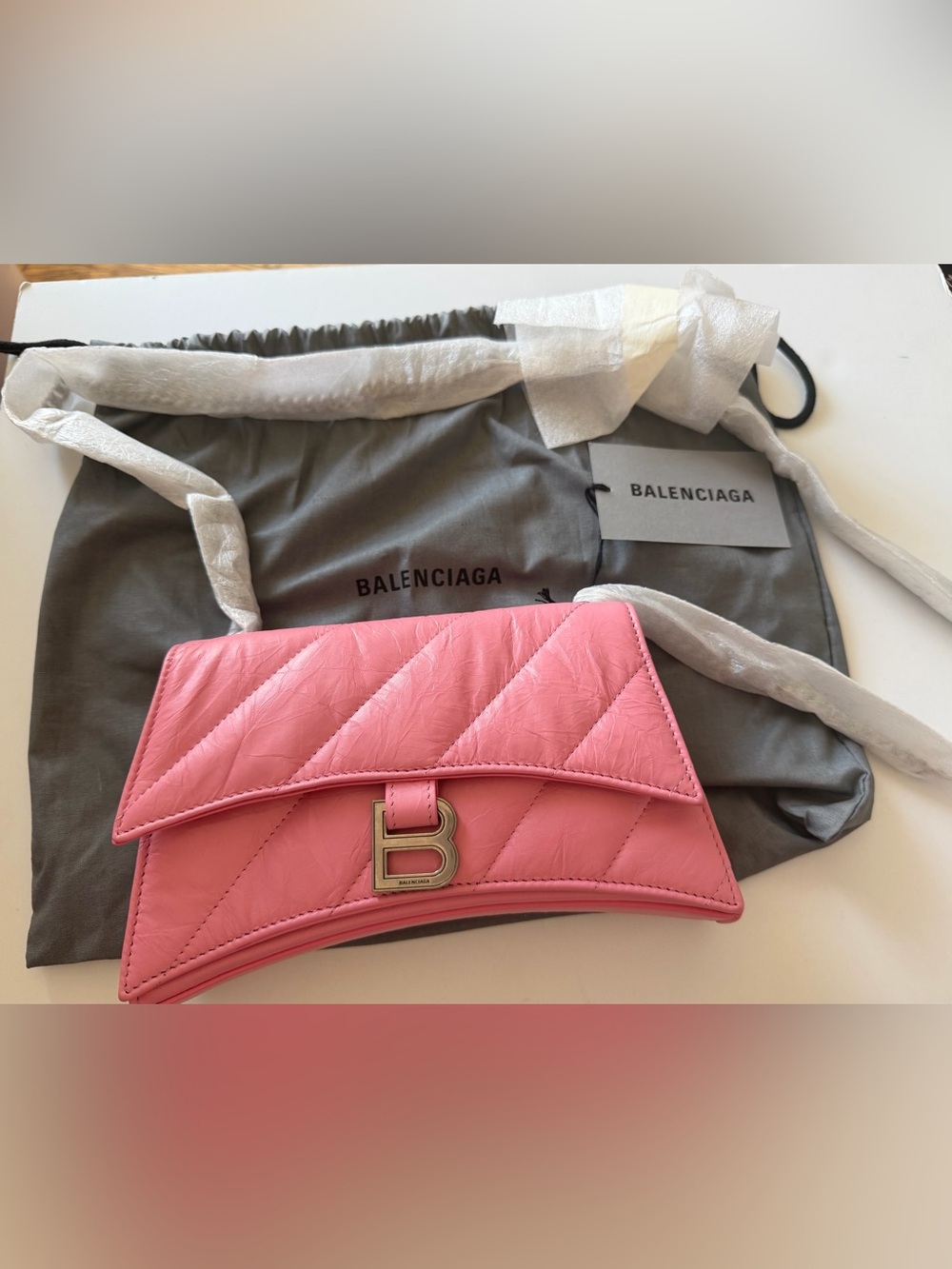 Balenciaga Pink Leather Small Crush Quilted Bag NWT